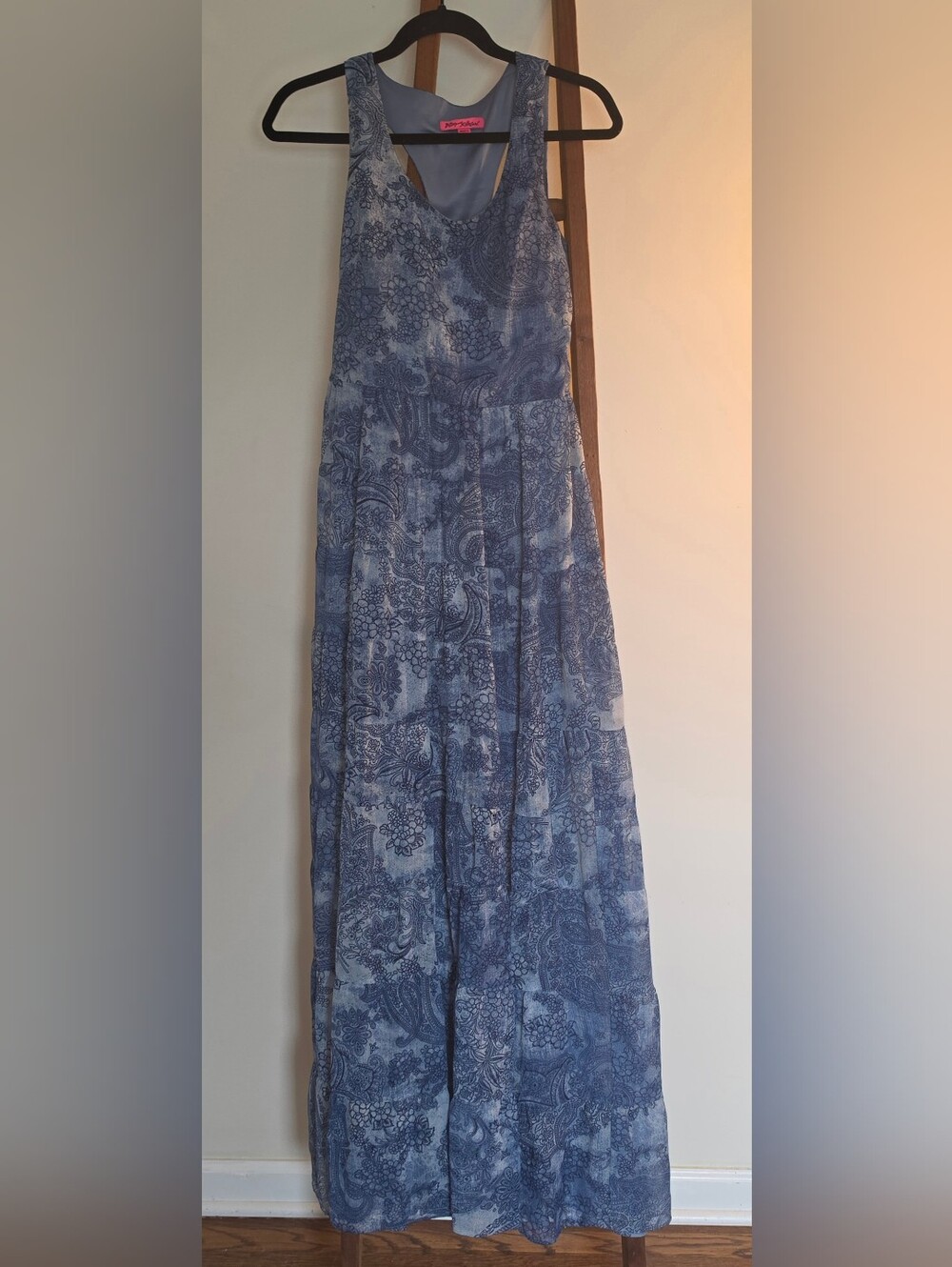 Betsey Johnson Blue Paisley Print Maxi Dress